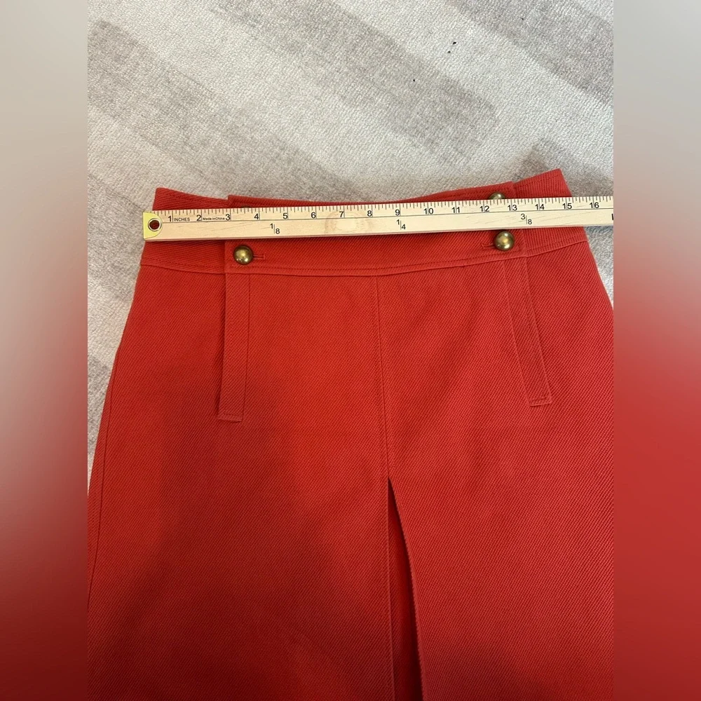 Tory Burch Thea Orange Skirt w/ Buttons A-Line Tailored (Size 6)